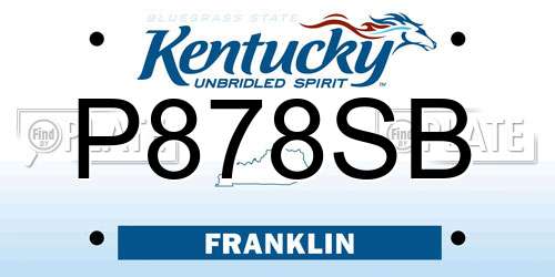 P878SB Kentucky License Plate