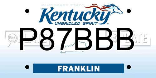 P87BBB Kentucky License Plate