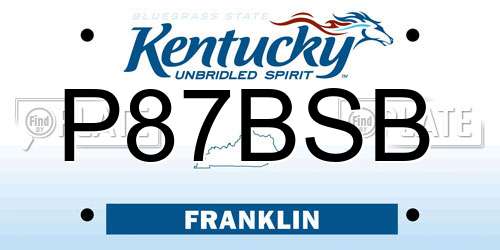 P87BSB Kentucky License Plate