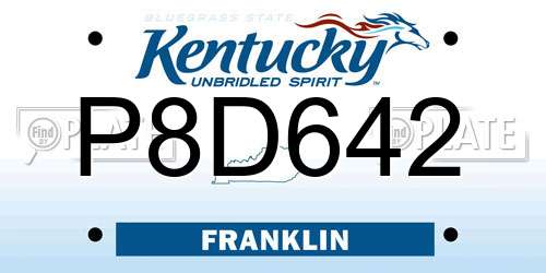 P8D642 Kentucky License Plate
