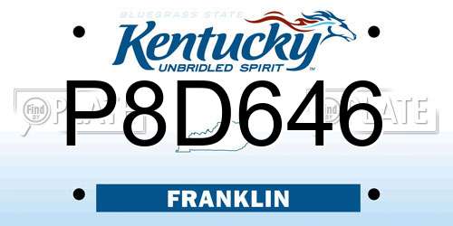P8D646 Kentucky License Plate