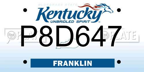 P8D647 Kentucky License Plate