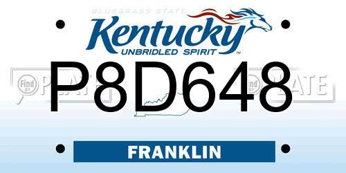 P8D648 Kentucky License Plate