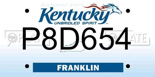 P8D654 Kentucky License Plate