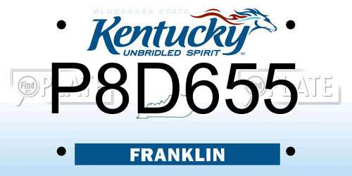 P8D655 Kentucky License Plate