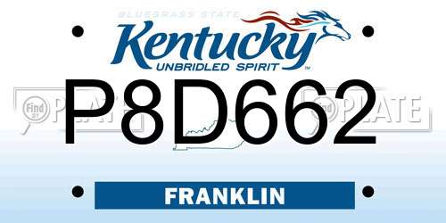 P8D662 Kentucky License Plate