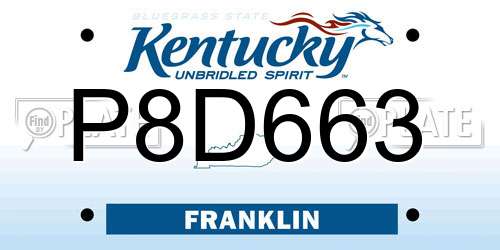 P8D663 Kentucky License Plate