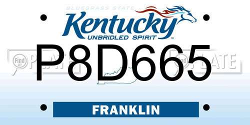 P8D665 Kentucky License Plate