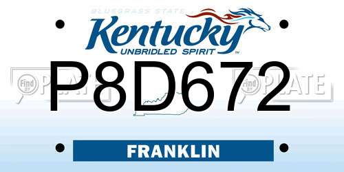 P8D672 Kentucky License Plate