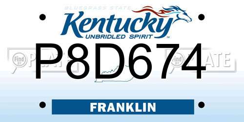 P8D674 Kentucky License Plate