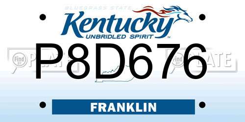 P8D676 Kentucky License Plate