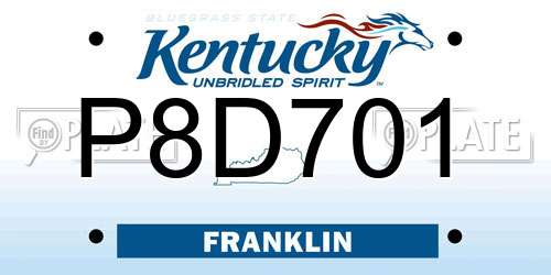 P8D701 Kentucky License Plate