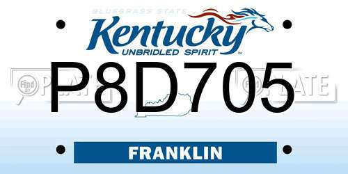 P8D705 Kentucky License Plate