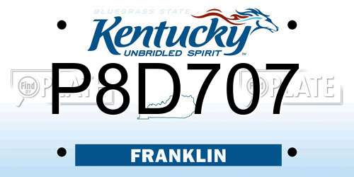 P8D707 Kentucky License Plate