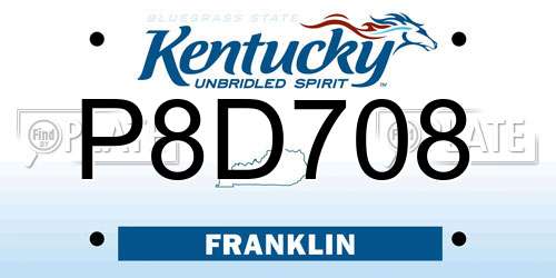 P8D708 Kentucky License Plate
