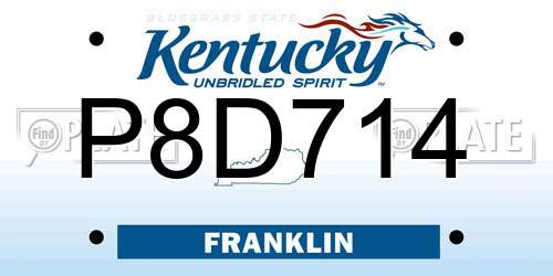 P8D714 Kentucky License Plate