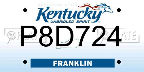 P8D724 Kentucky License Plate