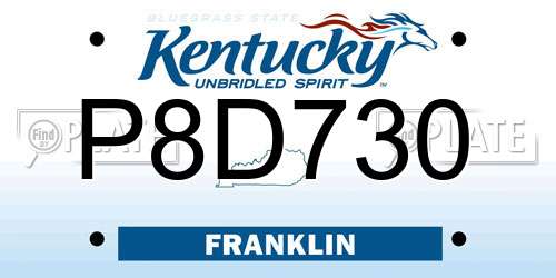 P8D730 Kentucky License Plate