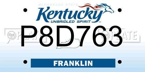 P8D763 Kentucky License Plate