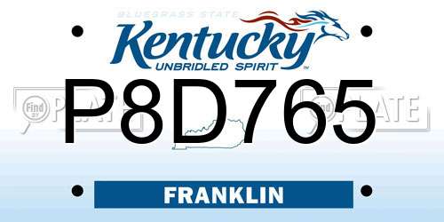 P8D765 Kentucky License Plate