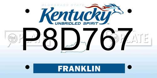 P8D767 Kentucky License Plate