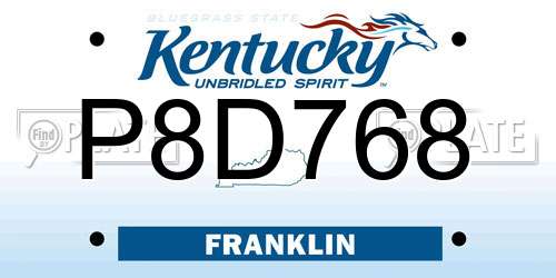 P8D768 Kentucky License Plate