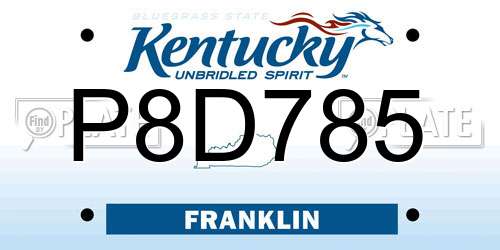 P8D785 Kentucky License Plate