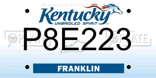 P8E223 Kentucky License Plate