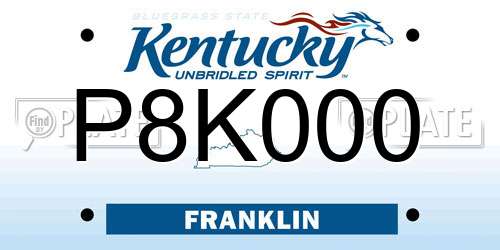 P8K000 Kentucky License Plate