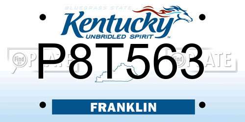 P8T563 Kentucky License Plate