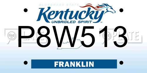 P8W513 Kentucky License Plate
