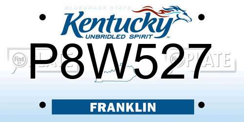 P8W527 Kentucky License Plate