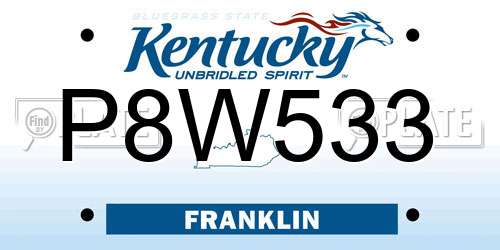P8W533 Kentucky License Plate