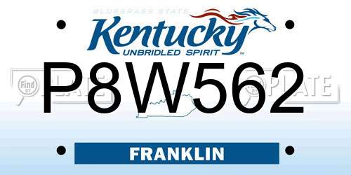 P8W562 Kentucky License Plate