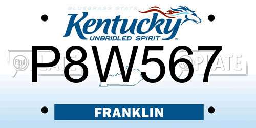 P8W567 Kentucky License Plate