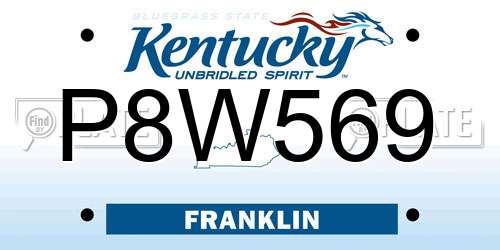 P8W569 Kentucky License Plate
