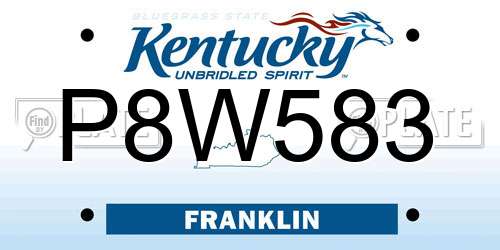 P8W583 Kentucky License Plate