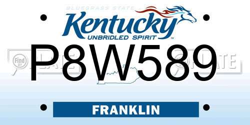 P8W589 Kentucky License Plate