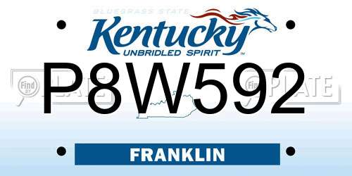 P8W592 Kentucky License Plate