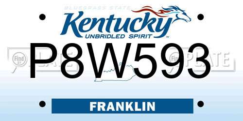 P8W593 Kentucky License Plate