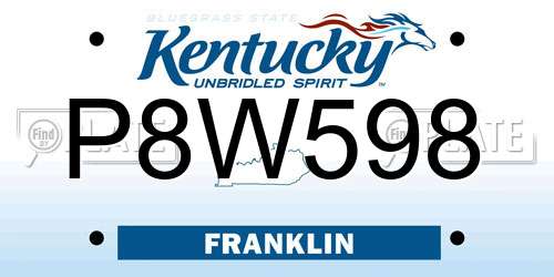 P8W598 Kentucky License Plate