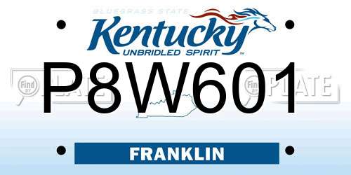 P8W601 Kentucky License Plate