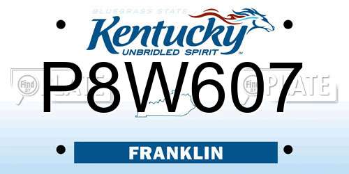 P8W607 Kentucky License Plate