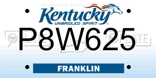 P8W625 Kentucky License Plate