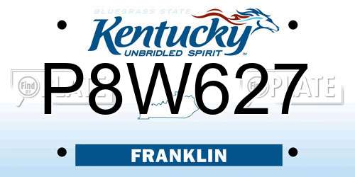 P8W627 Kentucky License Plate