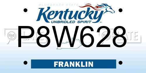 P8W628 Kentucky License Plate