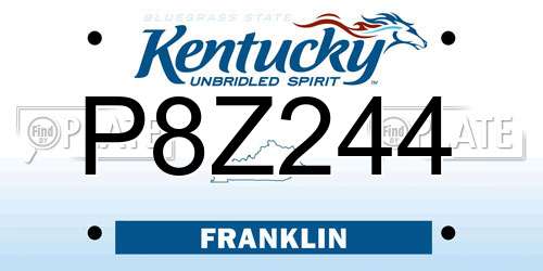 P8Z244 Kentucky License Plate