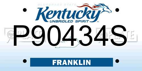 P90434S Kentucky License Plate