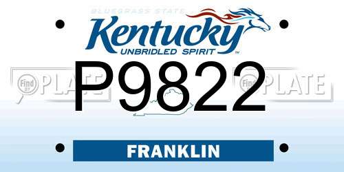 P9822 Kentucky License Plate