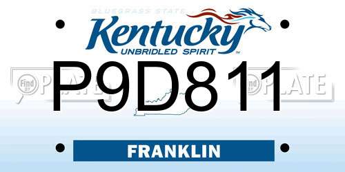 P9D811 Kentucky License Plate
